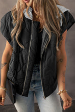 Load image into Gallery viewer, Quilted Drawstring Hooded Zip Up Puffer Vest
