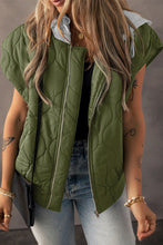 Load image into Gallery viewer, Quilted Drawstring Hooded Zip Up Puffer Vest
