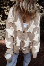 Load image into Gallery viewer, Star Pattern Textured Sweater Cardigan with Pockets
