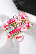 Load image into Gallery viewer, Heart Pendant Beaded Elastic Bracelet Set
