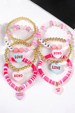 Load image into Gallery viewer, Heart Pendant Beaded Elastic Bracelet Set
