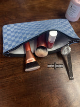 Load image into Gallery viewer, Checkered Denim Cosmetic Bag
