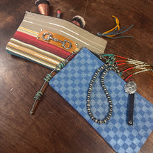 Load image into Gallery viewer, Checkered Denim Cosmetic Bag
