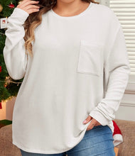 Load image into Gallery viewer, Plus Size Ribbed Textured Long Sleeve T Shirt
