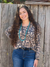 Load image into Gallery viewer, Fuzzy Leopard Long-Sleeve V-Neck Top
