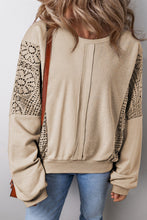 Load image into Gallery viewer, Lace detail Exposed Seam Ribbed Trim Sweatshirt
