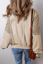 Load image into Gallery viewer, Lace detail Exposed Seam Ribbed Trim Sweatshirt
