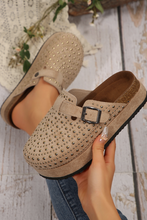 Load image into Gallery viewer, Rivet Buckle Closed Toe Platform Slides
