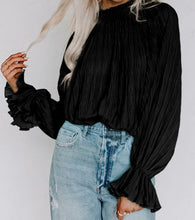 Load image into Gallery viewer, Striking Pleated Flared Cuff Long Sleeve Blouse
