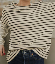 Load image into Gallery viewer, Striped Patchwork Loose Long Sleeve Tee
