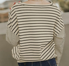 Load image into Gallery viewer, Striped Patchwork Loose Long Sleeve Tee
