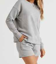 Load image into Gallery viewer, Textured Long Sleeve Top and Drawstring Shorts Set

