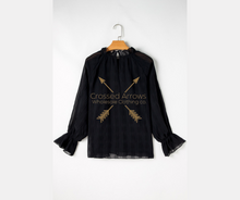 Load image into Gallery viewer, Striking Pleated Flared Cuff Long Sleeve Blouse
