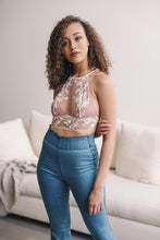 Load image into Gallery viewer, Flower Embroidery High Neck Bralette
