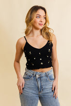Load image into Gallery viewer, Daisy Embroidered Ribbed Lettuce Edge Brami 🌼
