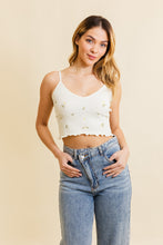 Load image into Gallery viewer, Daisy Embroidered Ribbed Lettuce Edge Brami 🌼

