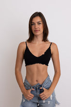 Load image into Gallery viewer, Seamless Lettuce Edge Bow Tie Triangle Bralette 🥬
