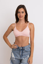 Load image into Gallery viewer, Seamless Lettuce Edge Bow Tie Triangle Bralette 🥬
