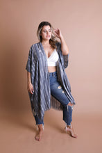 Load image into Gallery viewer, Tie Dye Frayed Kimono Kimonos
