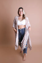 Load image into Gallery viewer, Tie Dye Frayed Kimono Kimonos Mauve
