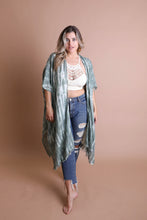 Load image into Gallery viewer, Tie Dye Frayed Kimono Kimonos Sage
