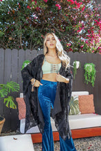 Load image into Gallery viewer, Soft Embroidered Zig Zag Kimono Black
