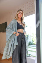 Load image into Gallery viewer, Soft Embroidered Zig Zag Kimono Sage
