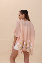 Load image into Gallery viewer, Floral Embroidered Tassel Hem Kimono Cardigan
