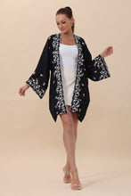 Load image into Gallery viewer, Floral Embroidered Open Front Kimono Cardigan – Lightweight
