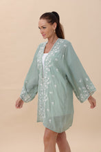 Load image into Gallery viewer, Floral Embroidered Open Front Kimono Cardigan – Lightweight
