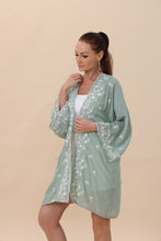 Load image into Gallery viewer, Floral Embroidered Open Front Kimono Cardigan – Lightweight
