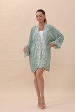 Load image into Gallery viewer, Floral Embroidered Open Front Kimono Cardigan – Lightweight
