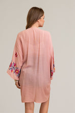Load image into Gallery viewer, Anemone floral embroidered rose kimono with versatile style.
