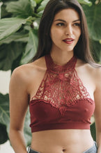 Load image into Gallery viewer, Baroque High Neck Bralette XS/S / Wine Red

