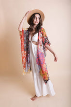 Load image into Gallery viewer, Boho Patchwork Kimono Blue
