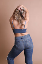 Load image into Gallery viewer, Breathable plus size waistband lace blue brami for curvy women.
