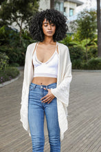 Load image into Gallery viewer, Chic floral vine cream kimono crafted with breathable fabric blend.
