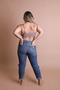 Chic plus size loop lace mocha brami with lightweight fabric.