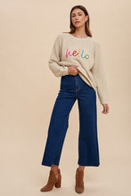 Load image into Gallery viewer, Annie Wear HELLO Embroidered Raglan Sleeve Sweater

