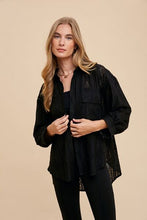 Load image into Gallery viewer, Annie Wear Openwork Button Down Drop Shoulder Shirt
