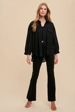 Load image into Gallery viewer, Annie Wear Openwork Button Down Drop Shoulder Shirt
