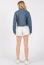 Load image into Gallery viewer, bytos Button Down Cropped Denim Jacket with Patch Pockets
