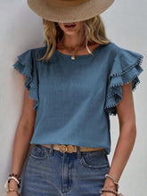 Load image into Gallery viewer, ClaudiaG Denise Ruffle Cap Sleeve Blouse
