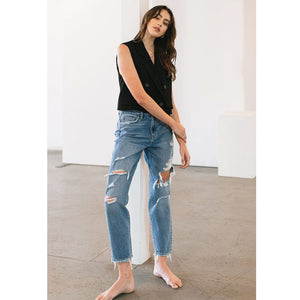 ClaudiaG Distressed Mom Jeans