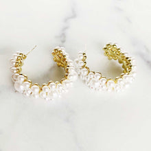 Load image into Gallery viewer, ClaudiaG Pearl Flower Hoops
