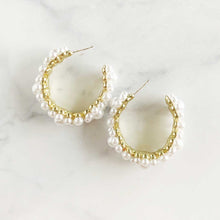 Load image into Gallery viewer, ClaudiaG Pearl Flower Hoops

