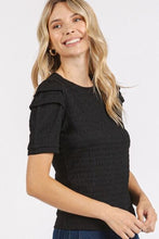 Load image into Gallery viewer, Mittoshop Textured Round Neck Short Sleeve Blouse
