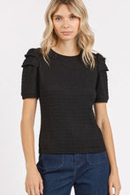 Load image into Gallery viewer, Mittoshop Textured Round Neck Short Sleeve Blouse
