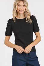 Load image into Gallery viewer, Mittoshop Textured Round Neck Short Sleeve Blouse
