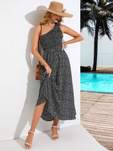 Load image into Gallery viewer, Printed Single Shoulder Midi Dress-
